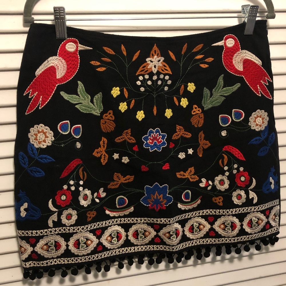 Embroidered tassel skirt